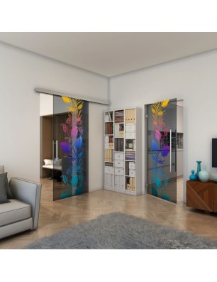 Pendeltür - Fineprint Model 086 Verlauf auf Grauglas