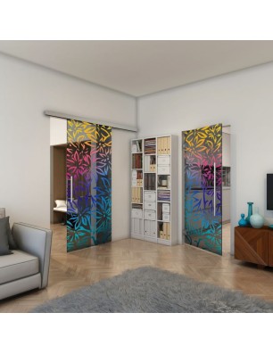 Pendeltür - Fineprint Model 095 Verlauf auf Grauglas