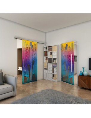 Pendeltür - Fineprint Model 097 Verlauf auf Grauglas