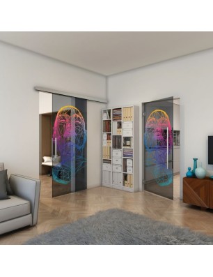 Pendeltür - Fineprint Model 103 Verlauf auf Grauglas