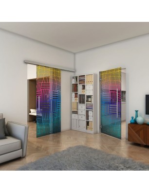 Pendeltür - Fineprint Model 104 Verlauf auf Grauglas