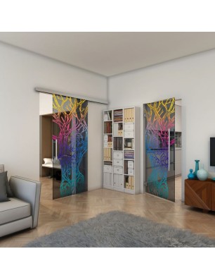 Pendeltür - Fineprint Model 105 Verlauf auf Grauglas