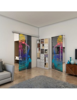 Pendeltür - Fineprint Model 106 Verlauf auf Grauglas