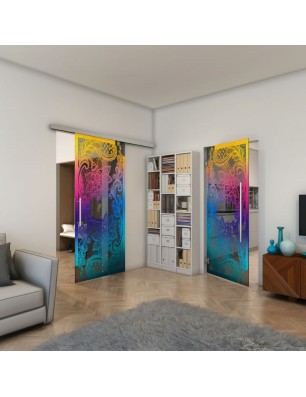 Pendeltür - Fineprint Model 108 Verlauf auf Grauglas