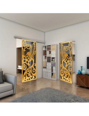 Pendeltür - Fineprint Model 112 Gold auf Grauglas