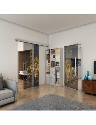 Pendeltür - Fineprint Model 117 Gold auf Grauglas