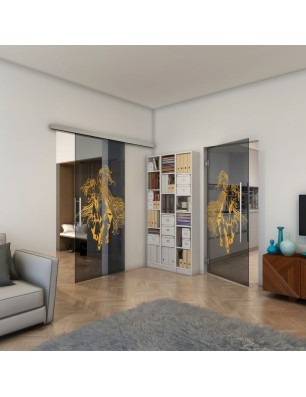 Pendeltür - Fineprint Model 118 Gold auf Grauglas