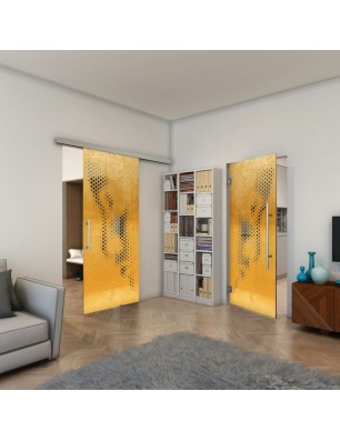 Pendeltür - Fineprint Model 120 Gold auf Grauglas