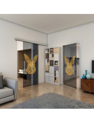 Pendeltür - Fineprint Model 121 Gold auf Grauglas