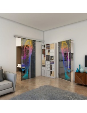 Pendeltür - Fineprint Model 123 Verlauf auf Grauglas