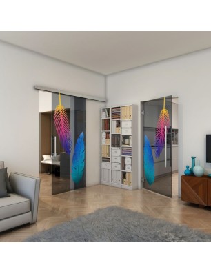 Pendeltür - Fineprint Model 129 Verlauf auf Grauglas