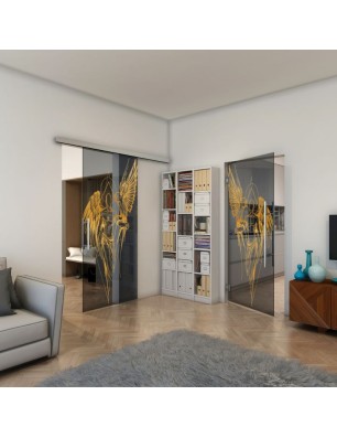 Pendeltür - Fineprint Model 131 Gold auf Grauglas