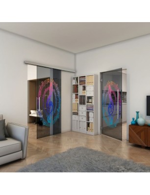 Pendeltür - Fineprint Model 134 Verlauf auf Grauglas