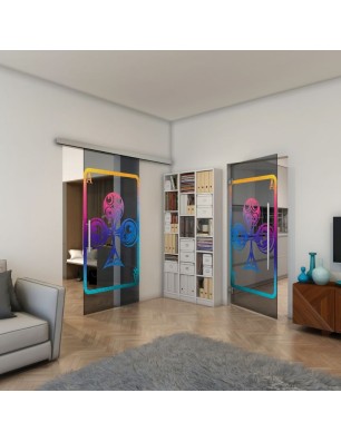 Pendeltür - Fineprint Model 135 Verlauf auf Grauglas