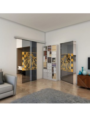 Pendeltür - Fineprint Model 137 Gold auf Grauglas