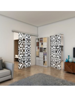 Pendeltür - Fineprint Model 139 Weiss auf Grauglas