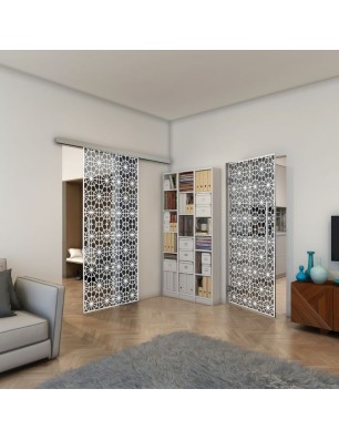 Pendeltür - Fineprint Model 143 Weiss auf Grauglas