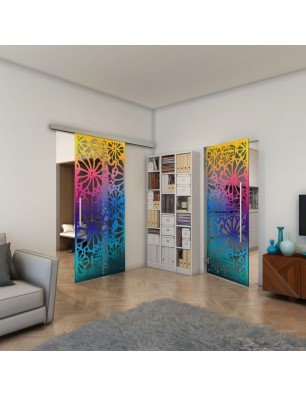 Pendeltür - Fineprint Model 145 Verlauf auf Grauglas