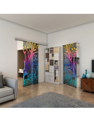 Pendeltür - Fineprint Model 146 Verlauf auf Grauglas