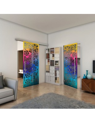 Pendeltür - Fineprint Model 149 Verlauf auf Grauglas