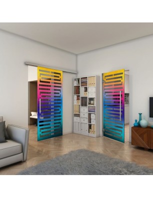 Pendeltür - Fineprint Model 153 Verlauf auf Grauglas