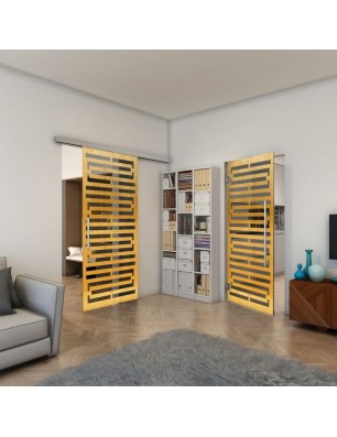 Pendeltür - Fineprint Model 153 Gold auf Grauglas