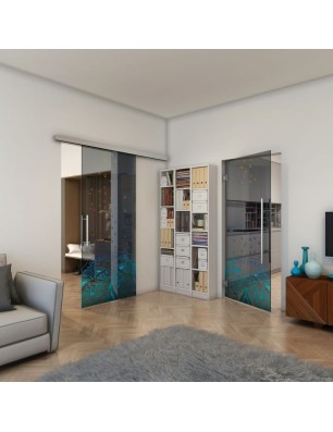 Pendeltür - Fineprint Model 155 Verlauf auf Grauglas