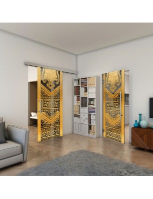 Pendeltür - Fineprint Model 156 Gold auf Grauglas