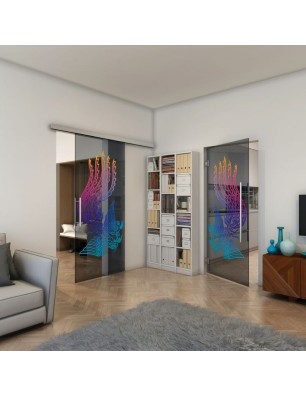 Pendeltür - Fineprint Model 157 Verlauf auf Grauglas