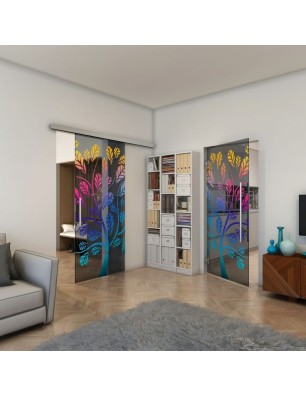 Pendeltür - Fineprint Model 159 Verlauf auf Grauglas