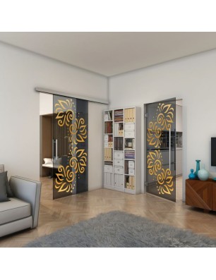 Pendeltür - Fineprint Model 163 Gold auf Grauglas