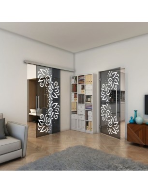 Pendeltür - Fineprint Model 163 Weiss auf Grauglas