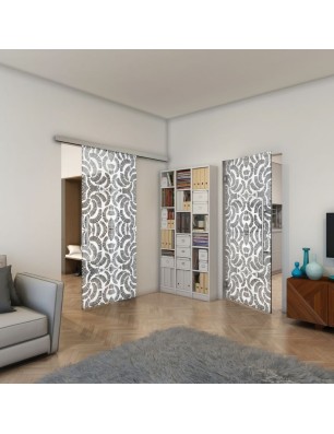 Pendeltür - Fineprint Model 164 Weiss auf Grauglas