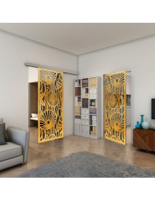 Pendeltür - Fineprint Model 165 Gold auf Grauglas