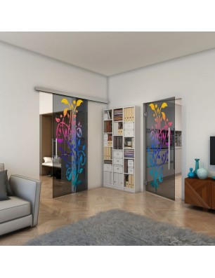 Pendeltür - Fineprint Model 166 Verlauf auf Grauglas