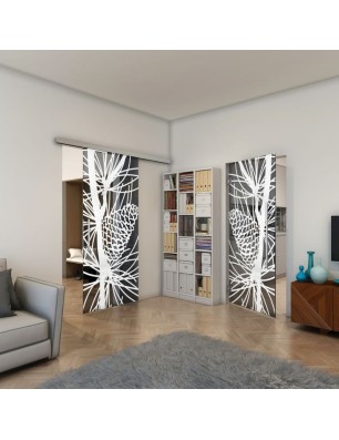 Pendeltür - Fineprint Model 169 Weiss auf Grauglas