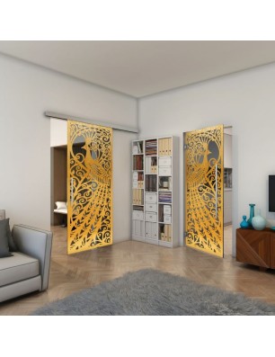 Pendeltür - Fineprint Model 172 Gold auf Grauglas