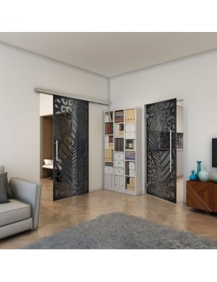 Pendeltür - Fineprint Model 173 Schwarz auf Grauglas