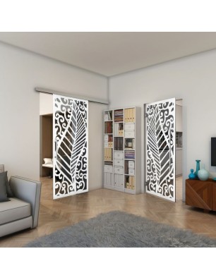 Pendeltür - Fineprint Model 173 Weiss auf Grauglas