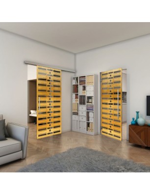 Pendeltür - Fineprint Model 174 Gold auf Grauglas