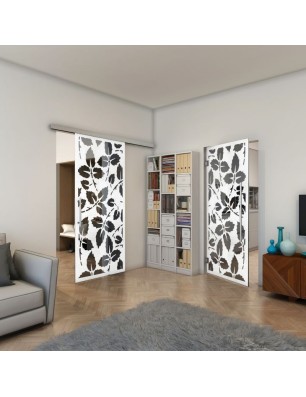 Pendeltür - Fineprint Model 175 Weiss auf Grauglas