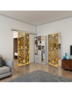 Pendeltür - Fineprint Model 178 Gold auf Grauglas