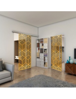 Pendeltür - Fineprint Model 179 Gold auf Grauglas