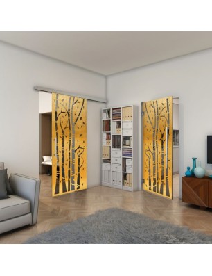 Pendeltür - Fineprint Model 182 Gold auf Grauglas