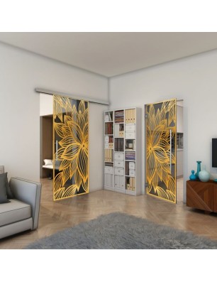 Pendeltür - Fineprint Model 184 Gold auf Grauglas