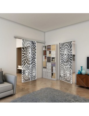 Pendeltür - Fineprint Model 188 Weiss auf Grauglas