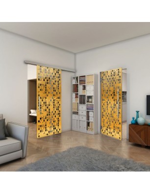 Pendeltür - Fineprint Model 190 Gold auf Grauglas