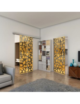 Pendeltür - Fineprint Model 192 Gold auf Grauglas