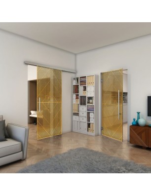 Pendeltür - Fineprint Model 194 Gold auf Grauglas