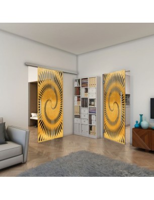 Pendeltür - Fineprint Model 197 Gold auf Grauglas